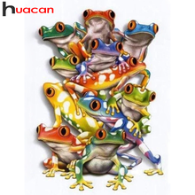 Huacan 5d Diy Diamond Painting Frog House Decoration Mosaic Embroidery Animal Cross Stitch Diamond Art 2024 - buy cheap