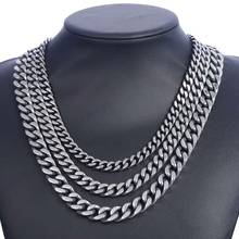 Davieslee Men's Necklace Stainless Steel Chain for Men Gunmetal Curb Cuban Link 8/10/12mm DKNM142 2024 - buy cheap