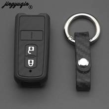 jingyuqin Carbon Silicone Cover Remote Fob Keychain Car Key Case for HONDA Accord Civic CRV Pilot Fit 2007 2008 2009 2010 11 12 2024 - buy cheap