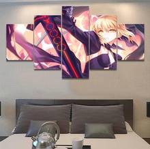 Pintura em tela de arte de parede, pintura em 5 painéis do anime, destino do grande pedido, réplica, decoração da casa, sala de estar, imagem modular 2024 - compre barato