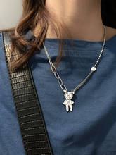 s925 Thai silver necklace with bear pendant retro cute simple jewelry for female birthday party gifts 2024 - buy cheap