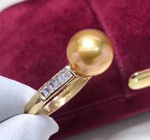 D109 кольца с жемчугом, хорошее ювелирное изделие, 18 К золото, натуральный морской океан, золотые жемчужины, 11-12 мм, кольца для женщин, кольца с тонким жемчугом 2024 - купить недорого