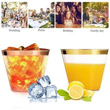 20Pcs 9OZ Portable Disposable Plastic Cups Golden/Rose Gold/Silver Edge Mug Tableware for Wedding Party Thanksgiving 2024 - buy cheap