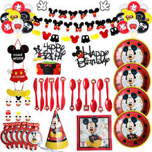 Mikey mouse vermelho tema festa de aniversário infantil copo de papel desenho bandeira fundo chá de bebê descartável conjunto de utensílios de mesa 2024 - compre barato