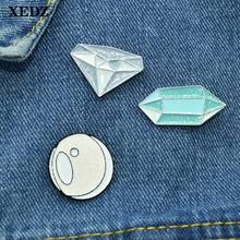 XEDZ, металлическая эмалированная булавка с кристаллами, Женский значок с изображением розового и синего камня, брошка на лацканы для одежды, ювелирные изделия для друзей 2024 - купить недорого