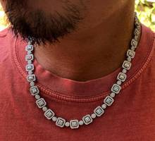 16'' 18'' Hip Hop Iced Out Micro Paved Square Cz Silver Color Long Chain Choker Necklaces Wholesale Women Mens Geometry Jewelry 2024 - buy cheap