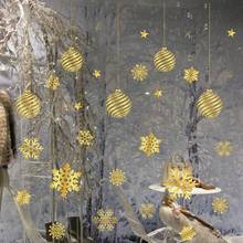 Pegatina de pared/ventana dorada para decoración navideña de copos de nieve, 1 Uds., Merry Christmas árbol, muñeco de nieve 2024 - compra barato