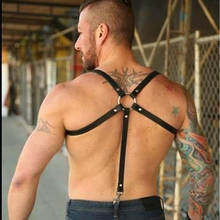 BDSM Gay Sexual Leather Harness Tops Fetish Men Body Bondage Cage Harness Belt Strap Erotic Gay Clothes for Adult Sex Rave 2024 - buy cheap