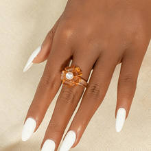 Flor de resina pérola cor de doce anel enfeite anéis de dedos transparentes joias femininas 2024 - compre barato