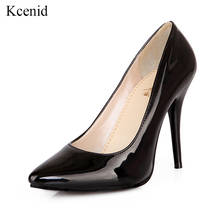 Kcenid Plus size 30-48 PU leather women pumps new fashion sexy pointed toe shallow shoes woman high heels party shoes black red 2024 - buy cheap