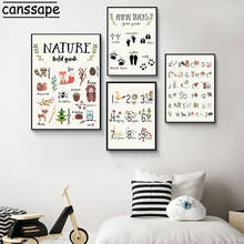 Las huellas de animales Impresión de pared ABC alfabeto Poster para guardería arte de la lona pintura carteles nórdicos y impresiones niños Pared de habitación Decoración 2024 - compra barato