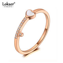 Lokaer Trendy Stainless Steel Mosaic Rhinestone Shell Heart Rings Office Style Rose Gold CZ Crystal Party Ring For Women R20042 2024 - buy cheap