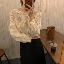 Alien Kitty Autumn Fashion Korean Lace Hollow Long Sleeve Casual Loose Retro Shirts 2020 Women Sweet Elegant Blouses Tops 2024 - buy cheap