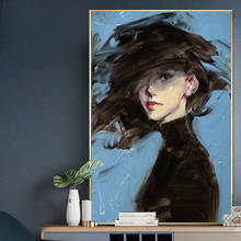 Pintura al óleo abstracta moderna impresa en lienzo, retrato de chica, carteles e impresiones, arte de pared para decoración del hogar, dormitorio Interior 2024 - compra barato