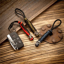 Equipamento de acampamento ao ar livre do punk crânio metal chaveiro cordão artesanal tecido sobrevivência paracord corda keychain jóias 2024 - compre barato