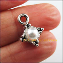 Colgante de acrílico blanco de 13x17,5mm, 15 Uds., Cruz tibetana, Color plata 2024 - compra barato