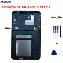 Для samsung GALAXY Tab 3 Lite SM-T110 T111 T113 T116 сенсорный экран дигитайзер стекло + ЖК-дисплей панель с рамкой 2024 - купить недорого