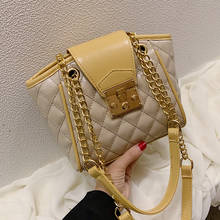 Elegant Female Plaid Tote Bag 2019 New High Quality PU Leather Women's Designer Handbag Lock Chain Shoulder Messenger Bag Purses 2024 - buy cheap
