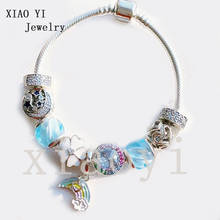 XIAOYI 2020 New 100% S925  Rainbow flower bracelet star and Moon Coloured glaze love bracelet send girlfriend wedding  female 2024 - buy cheap