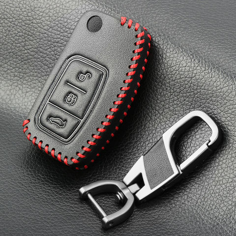 Чехол для пульта дистанционного управления из натуральной кожи, защитный чехол для Ford Fiesta Focus 2 Ecosport Kuga Escape, 3 кнопки, автомобильный флип-ключ, аксессуары 2022 - купить недорого