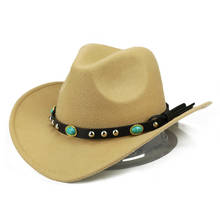 New Vintage Wool Western Style Cowboy Hat For Women Men Wide Brim Cowgirl Jazz Cap Toca Sombrero Cap Cowboy Hat 9 Colors 2024 - buy cheap