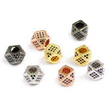 Hgklbb 2 pçs zircão preto geométrico cobre espaçador contas 7mm cz cristal encantos de metal contas soltas para fazer jóias pulseira diy 2024 - compre barato