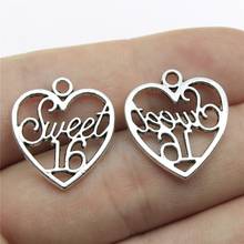 WYSIWYG 10pcs 21x19mm Sweet 16 Age Charm Charms For Jewelry Making Sweet 16 Age Heart Charms 2024 - buy cheap