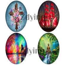 Zdying 5pcs Religion Buddha Flower Horse Oval Glass Cabochon Flatback Base Tray Blank DIY Jewelry Findings For Necklace Brooch 2024 - buy cheap