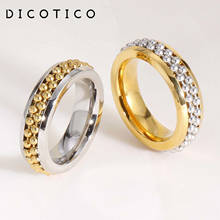 Dicotico de aço inoxidável de alta qualidade, anel feminino de ouro/cor, com dois links, bola, joias de anéis femininos 2024 - compre barato
