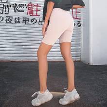 NORMOV-pantalones cortos de entrenamiento para mujer, Shorts de cintura alta con realce, deportivos, Sexy, Color sólido 2024 - compra barato