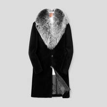 Men's Faux Fur Mink Fur Coat one Men's long Leather Fox Fur Collar Fur coat Men's Black coat More size S-5XL 6XL 2024 - buy cheap