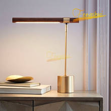 Luminária de mesa led, moderna, de madeira, para estudo, nórdico, criativo, sala de estar, quarto, minimalista, hotel 2024 - compre barato