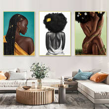 Carteles de chicas negras de moda e impresiones impresas, pintura en lienzo de mujer africana, Retrato, decoración moderna para el hogar, imagen artística de pared 2024 - compra barato