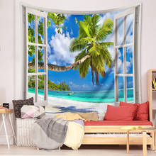 Tapiz de Playa de Palma para ventana, manta colgante de pared grande, tela trippy, decoración de habitación, Alfombra de pared 2024 - compra barato