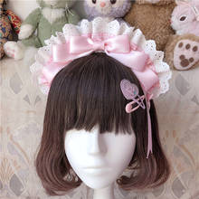 Maid KC Headwear Cosplay Soft Girl Cute Bow Plaid Lace Headband Sweet Lolita Vinatge Handmade Hair Hoop Headdress Accessories 2024 - buy cheap