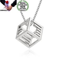 OMHXZJ-colgante de Plata de Ley 925 con forma de cubo ahuecado, colgante de moda europea PE201 para mujer, regalo de cumpleaños y boda, Morse, venta al por mayor 2024 - compra barato