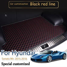 High quality Custom Waterproof Leather Car Trunk Mats For Hyundai Sonata 9th 2015-2018 Rear Trunk Floor Mat Tray Carpet Mud 2024 - buy cheap