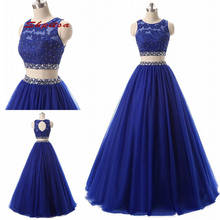 Royal Blue Long Lace Evening Dresses Party Sexy Two 2 Piece Plus Size Ladies Women Prom Formal Dresses Evening Gown 2024 - buy cheap
