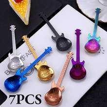 7PCS/SET Stainless Steel Guitar Teaspoon Coffee Spoon Creative Christmas Gift Fashion Bar Tableware for Watermelon Dessert 2024 - buy cheap