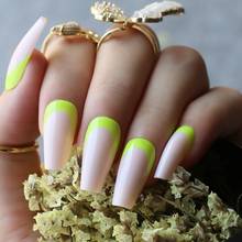 Coffin Summer nails French Fake nails fresh Ballet Medium length nude Art Nails candy Classic spring tips 2024 - buy cheap