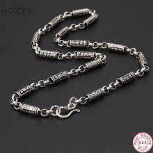 6mm 925 Silver colour Male Chain men Necklace Bamboo Shape S925 Sterling Silver colour Chains women Homme Jewelry 50cm 55cm 60cm 2024 - buy cheap