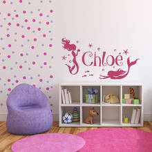 Girl Name Mermaid Wall Decal Personalized Girls Name Custom Wall Sticker  for Girls Room Bedroom Vinyl Mermaid Wall Decor X212 2024 - buy cheap