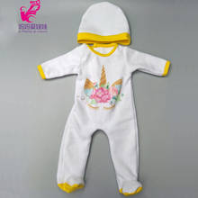 Ropa de muñeca con pantalones, Pelele de unicornio de dibujos animados para muñecas recién nacidas, conjuntos de vestido para muñecas de 18 ", accesorios para muñeca bebé, Juguetes 2024 - compra barato