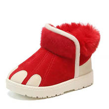 Botas de nieve para niños y niñas, zapatos cálidos para exteriores, impermeables y antideslizantes, de felpa, de algodón 2024 - compra barato