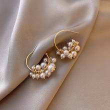 Korean Charm Pearls Hoop Earrings For Women Ladies Elegant Super Fairy Big Circle Earrings Fashion Jewelry Girls Brincos Bijoux 2024 - buy cheap