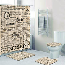 Stylish Fond Info Vintage Poster Shower Curtain Bathroom Curtain Waterproof Old Newspaper Shower Mat for Toilet Rug Carpet Decor 2024 - buy cheap