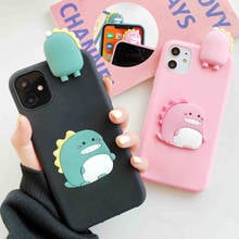 Cute Cartoon Dinosaur Bracket Case for Huawei Mate 40 30 20 10 9 Y5 II Y5 Prime 2019 Y5P Y3 2017 Stand Honder TPU Cover 2024 - купить недорого