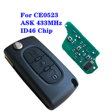 CE0523 ASK 433Mhz ID46 для Peugeot 407 306 Citroen C6 C8 C2 C4 Hatch Coupe Berlingo 3 кнопки Uncut VA2 HU83 Blade 2024 - купить недорого