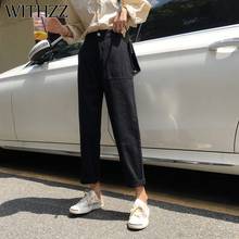 WITHZZ Autumn Woman's Denim Pants for Women Vintage Female Straight Pants Trousers High Waist Jeans 2024 - buy cheap