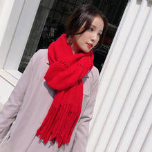 Autumn and Winter new arrival solid color tassel scarf female thick warm fringe shawl women girls outdoor temperamental scarf 2024 - buy cheap